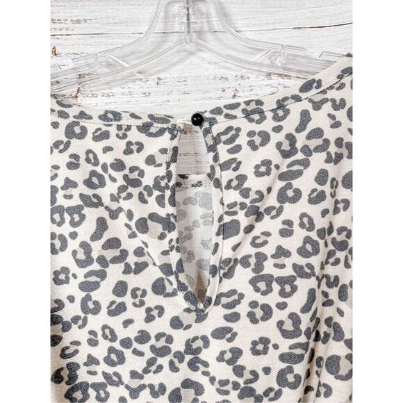 NEW Bibi Womens Animal Print Keyhole Back Short Sleeve Romper Cream Black Small - Picture 8 of 12